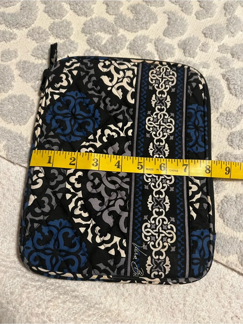 Vera Bradley Quilted Sleeve in Black, Blue & white